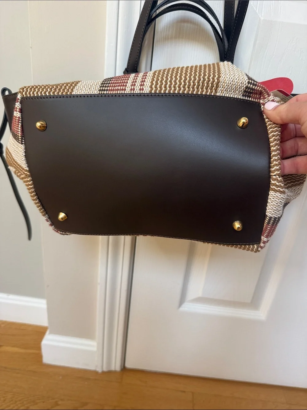 NWT Divina Firenze Italian Striped Woven / Leather Shopper Tote Bag